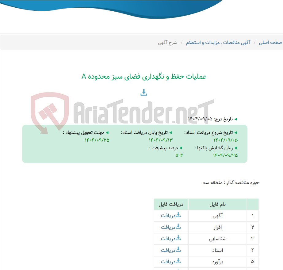 تصویر کوچک آگهی عملیات حفظ و نگهداری فضای سبز محدوده A