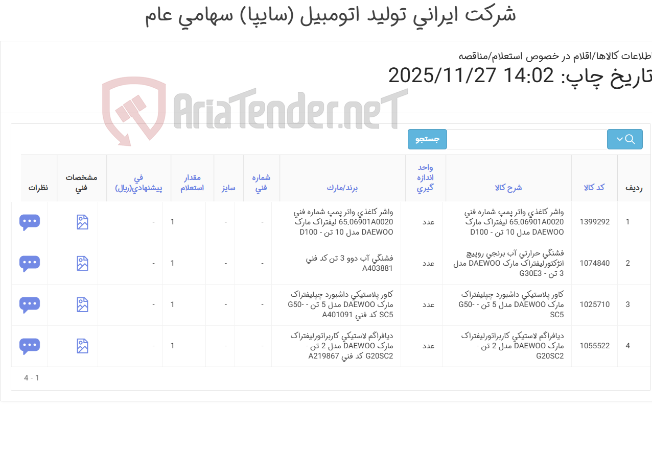 تصویر کوچک آگهی لوازم یدکی لیفتراک دوو