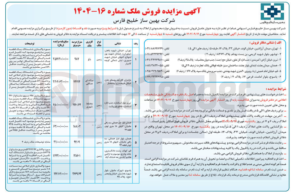 تصویر کوچک آگهی فروش املاک در 5 ردیف