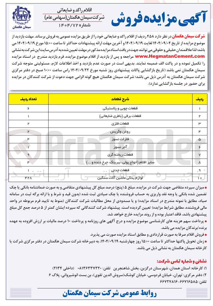 تصویر کوچک آگهی قطعات ریخته گری