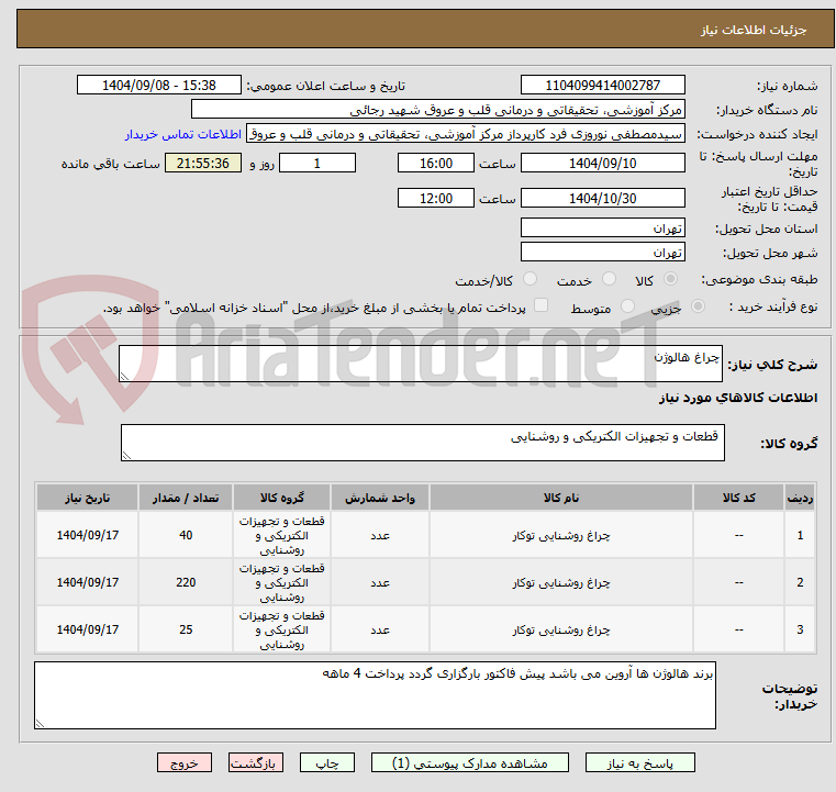تصویر کوچک آگهی چراغ هالوژن