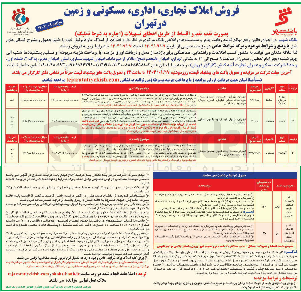 تصویر کوچک آگهی فروش املاک ، تجاری ، اداری مسکونی و زمین 