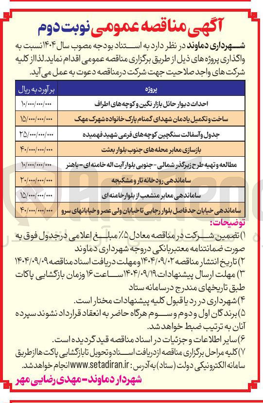 تصویر کوچک آگهی ساماندهی خیابان
