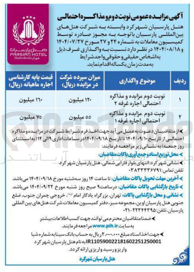 تصویر کوچک آگهی اجاره غرفه های 2 و 1