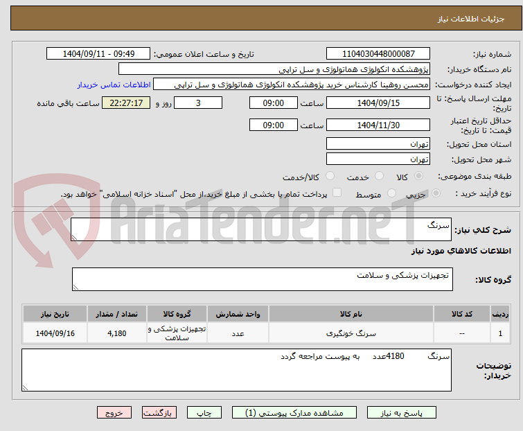 تصویر کوچک آگهی سرنگ