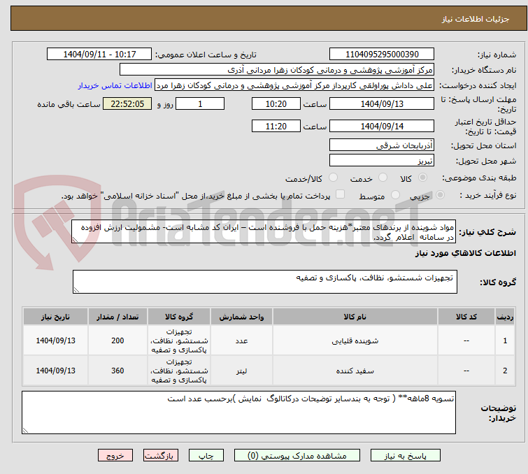 تصویر کوچک آگهی مواد شوینده از برندهای معتبر*هزینه حمل با فروشنده است – ایران کد مشابه است- مشمولیت ارزش افزوده در سامانه  اعلام  گردد.