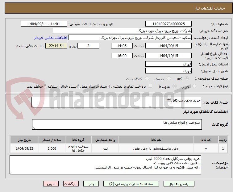 تصویر کوچک آگهی خرید روغن سرکابل**