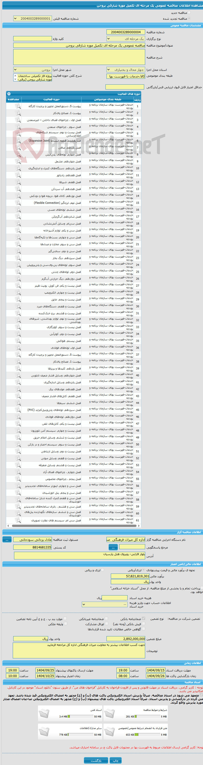 تصویر کوچک آگهی مناقصه عمومی یک مرحله ای تکمیل موزه شارقی بروجن
