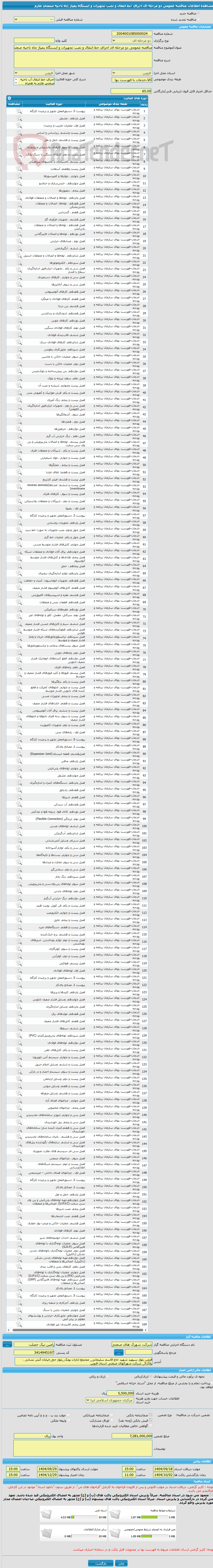 تصویر کوچک آگهی مناقصه عمومی دو مرحله ای اجرای خط انتقال و نصب تجهیزات و ایستگاه پمپاژ چاه ناحیه صنعتی طارم