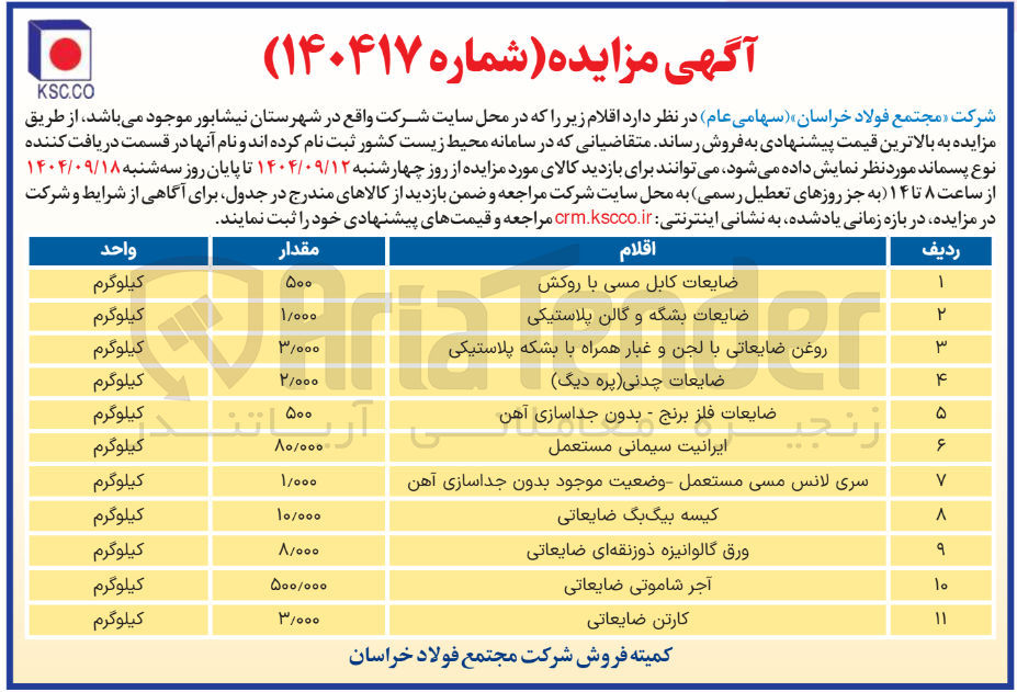 تصویر کوچک آگهی ضایعات چدنی پره دیگ