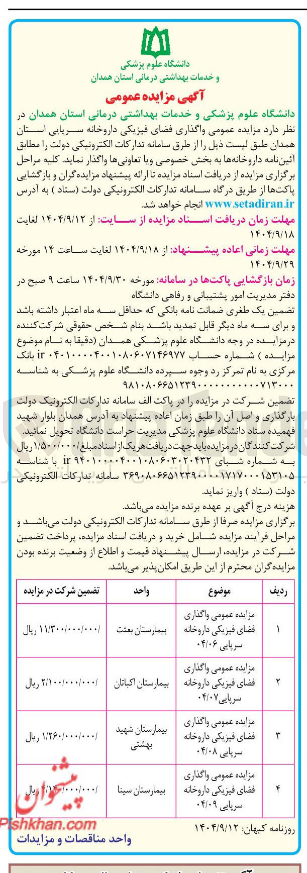تصویر کوچک آگهی واگذاری فضای فیزیکی داروخانه سرپایی
