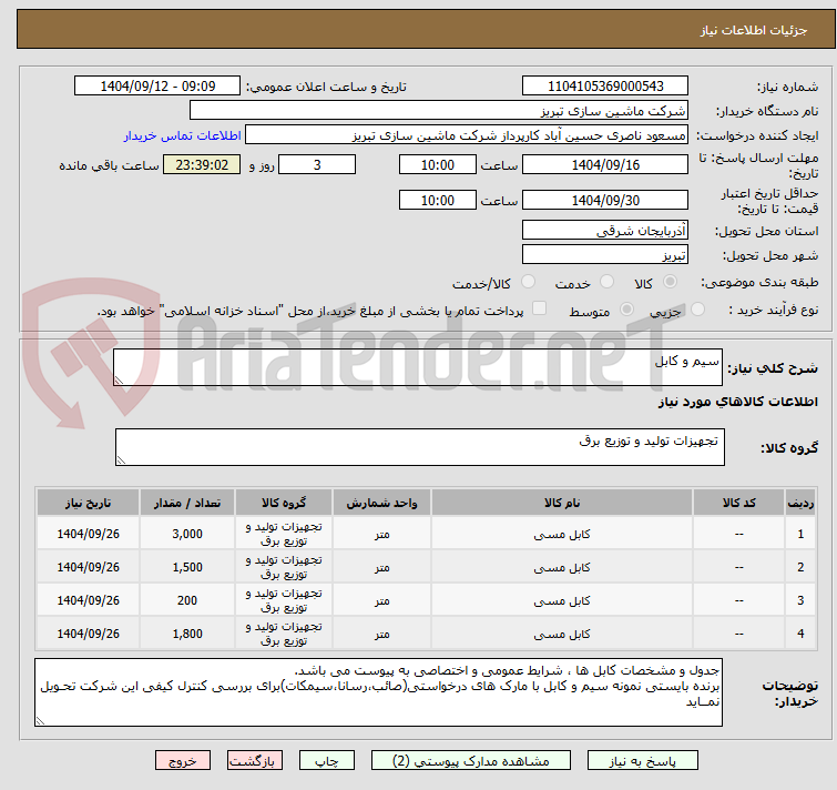 تصویر کوچک آگهی سیم و کابل