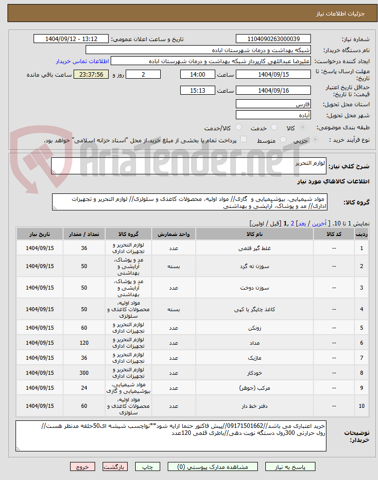تصویر کوچک آگهی لوازم التحریر
