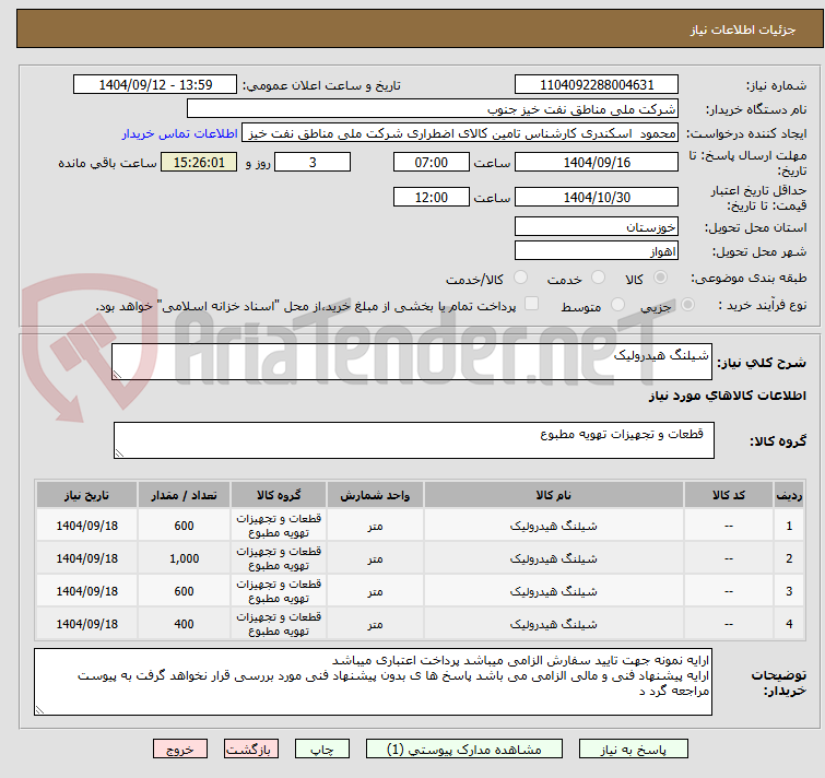 تصویر کوچک آگهی شیلنگ هیدرولیک