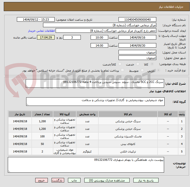 تصویر کوچک آگهی سرنگ 2CC و 5CC ماسک . سوند .سپتی سیدین پرداخت 4 ماهه 09132106772 