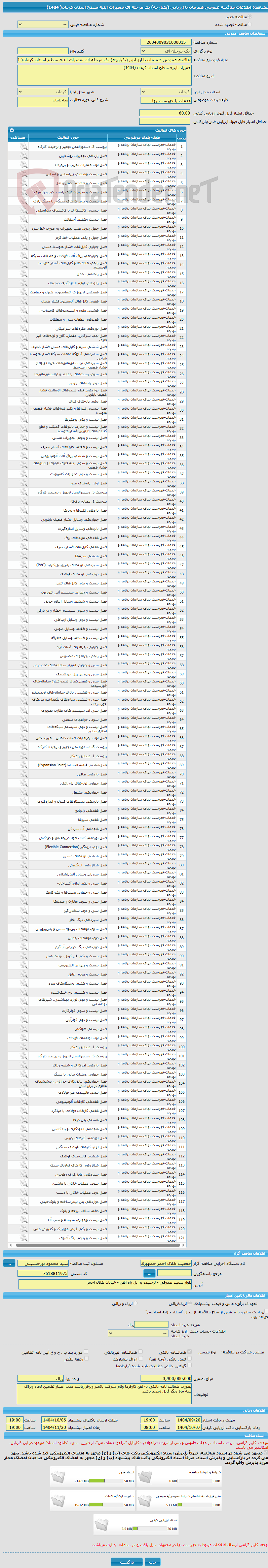 تصویر کوچک آگهی مناقصه عمومی همزمان با ارزیابی (یکپارچه) یک مرحله ای تعمیرات ابنیه سطح استان کرمان( 1404)