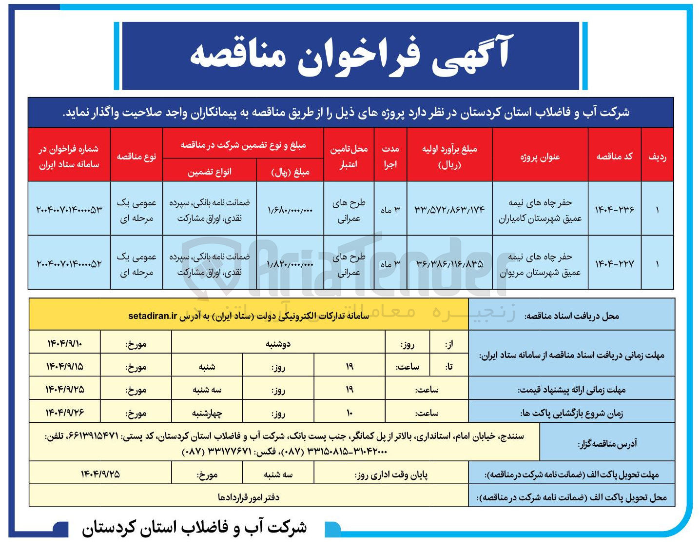 تصویر کوچک آگهی حفر چاه های نیمه عمیق