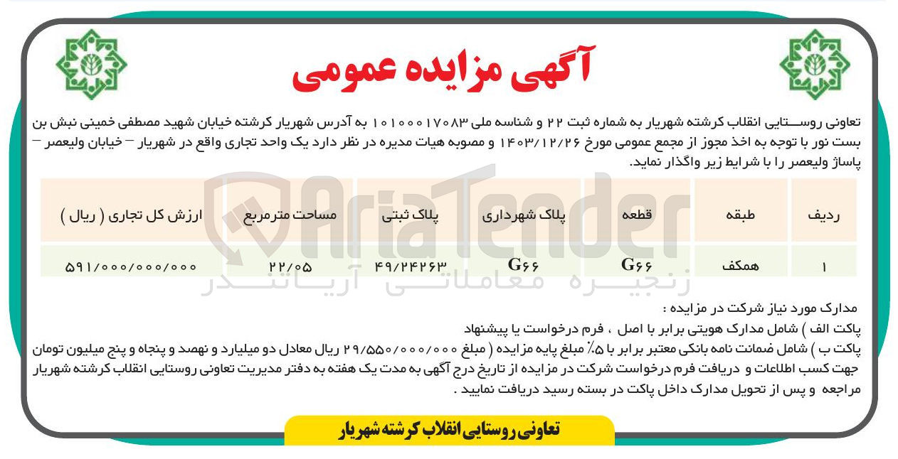 تصویر کوچک آگهی واگذاری یک واحد تجاری