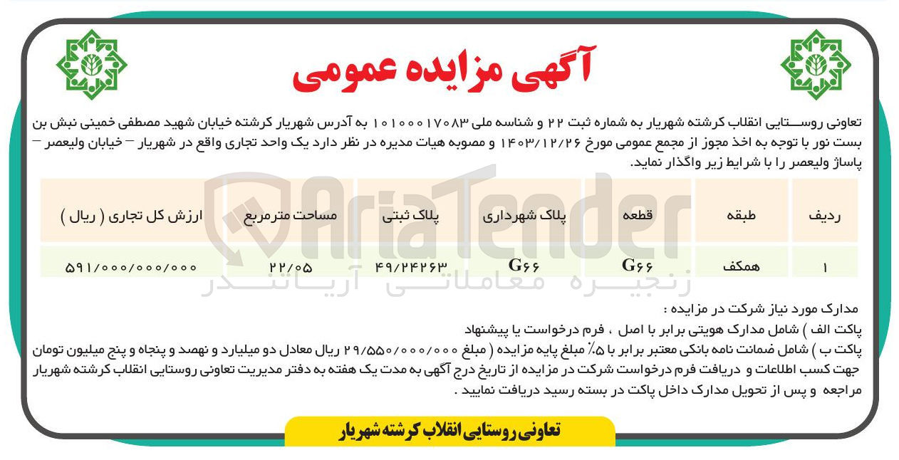 تصویر کوچک آگهی یک واحد تجاری