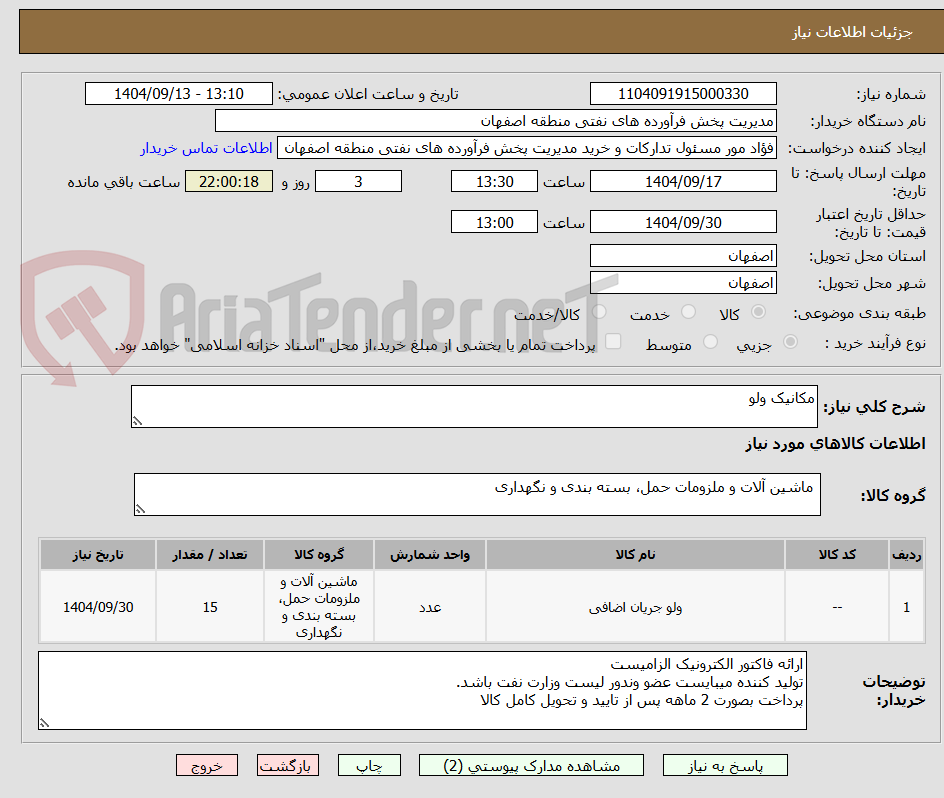 تصویر کوچک آگهی مکانیک ولو