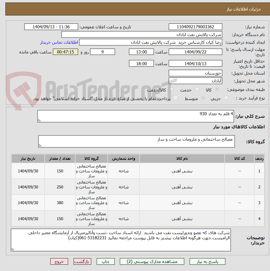تصویر کوچک آگهی 4 قلم به تعداد 930