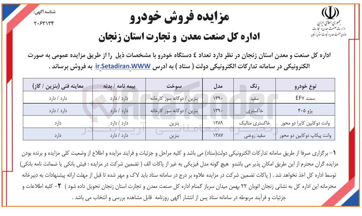 تصویر کوچک آگهی فروش تعداد ۴ دستگاه خودرو 