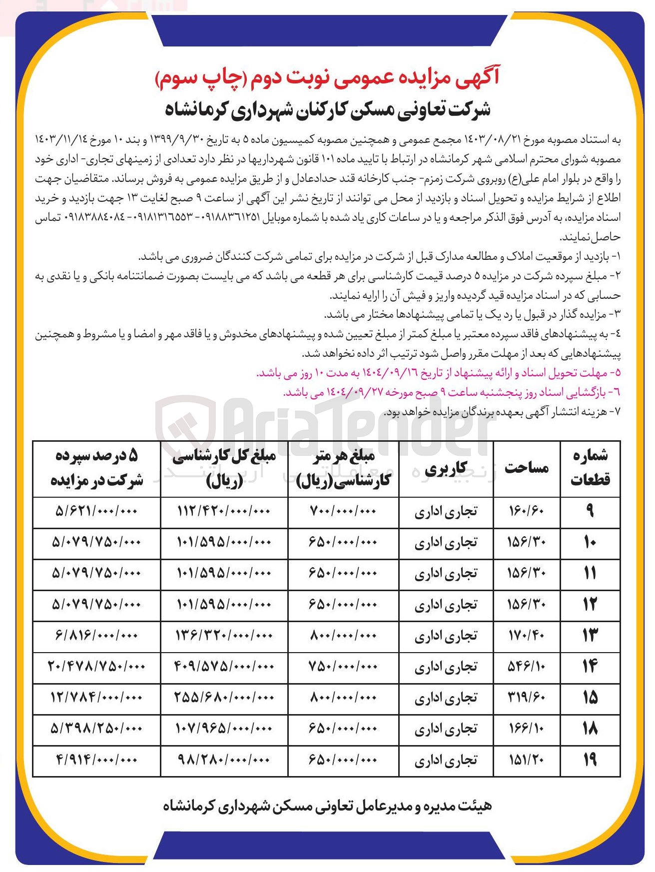 تصویر کوچک آگهی فروش تعدادی از زمینهای تجاری اداری
