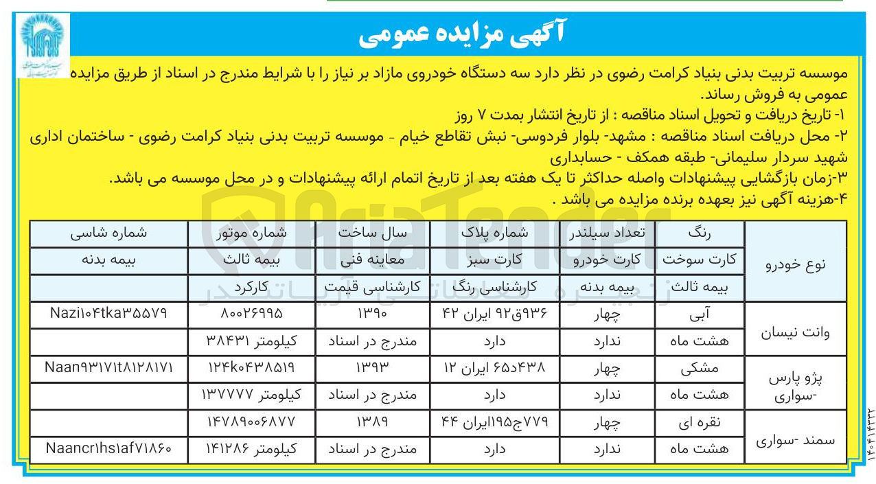 تصویر کوچک آگهی فروش سه دستگاه خودروی مازاد 