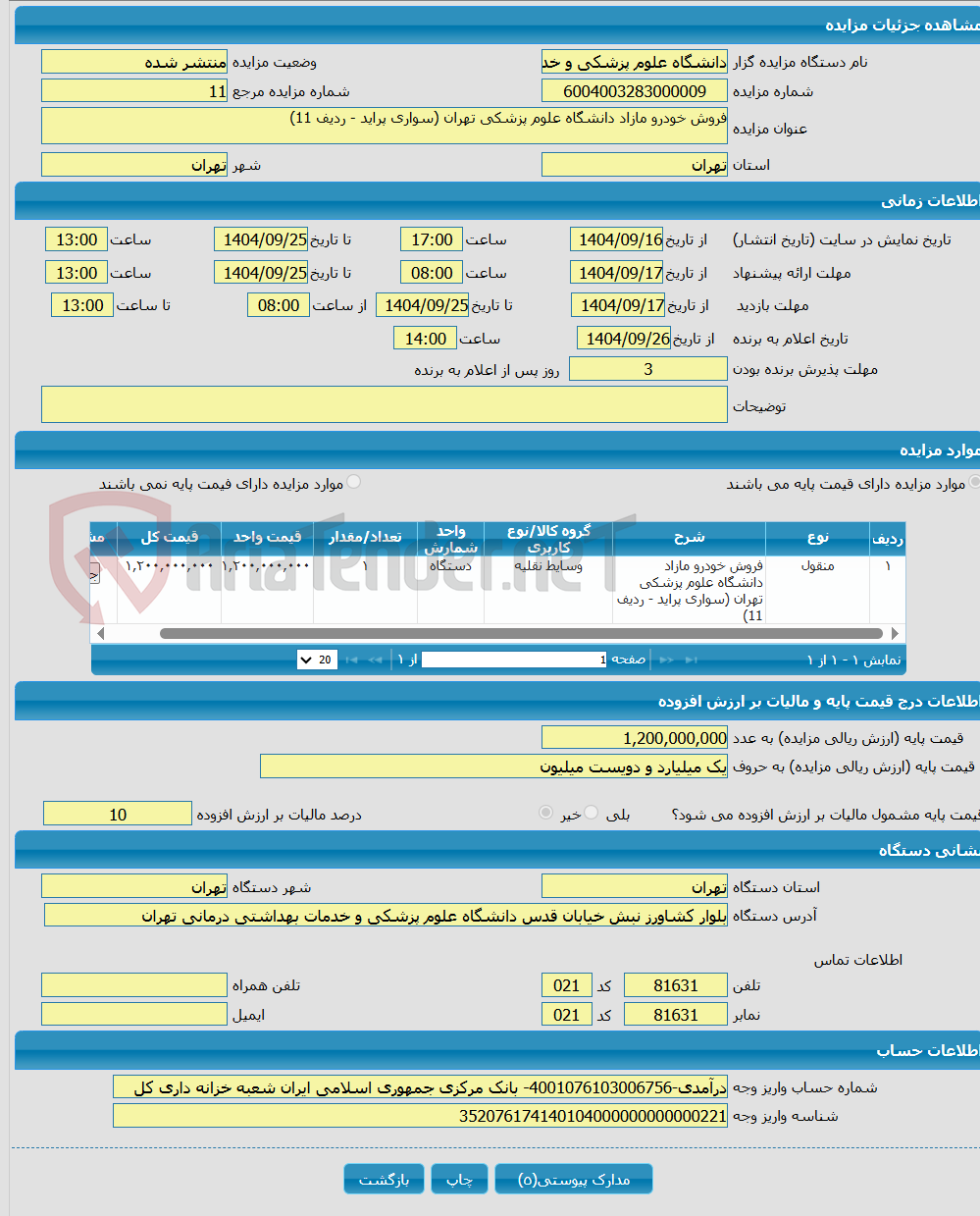 تصویر کوچک آگهی فروش خودرو مازاد دانشگاه علوم پزشکی تهران (سواری پراید - ردیف 11)