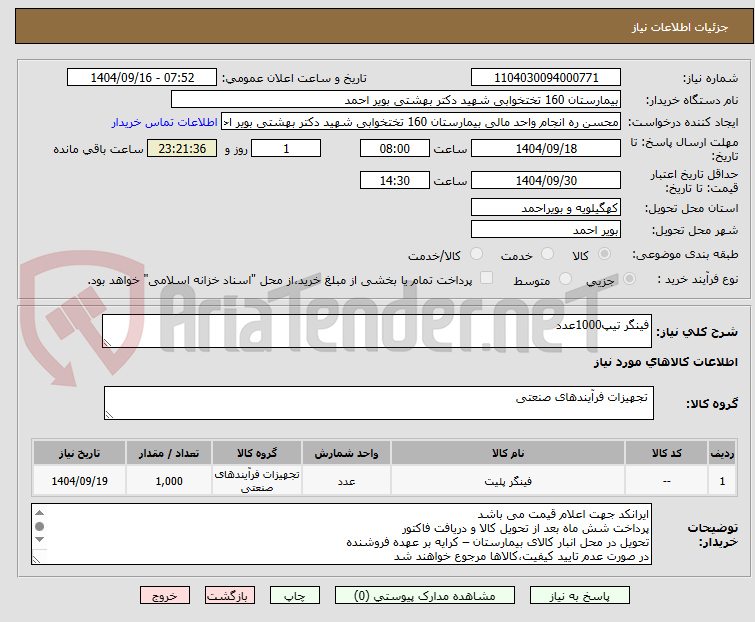 تصویر کوچک آگهی فینگر تیپ1000عدد