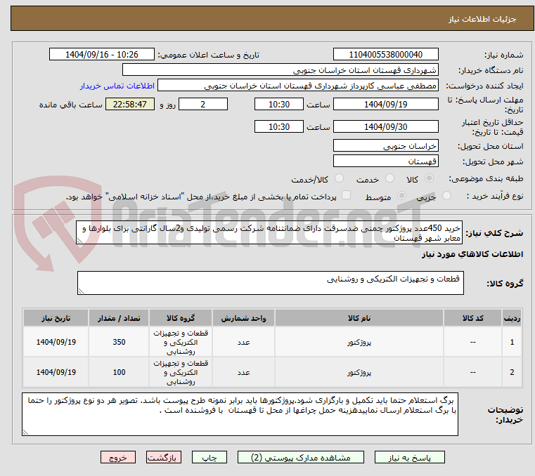 تصویر کوچک آگهی خرید 450عدد پروژکتور چمنی ضدسرقت دارای ضمانتنامه شرکت رسمی تولیدی و2سال گارانتی برای بلوارها و معابر شهر قهستان