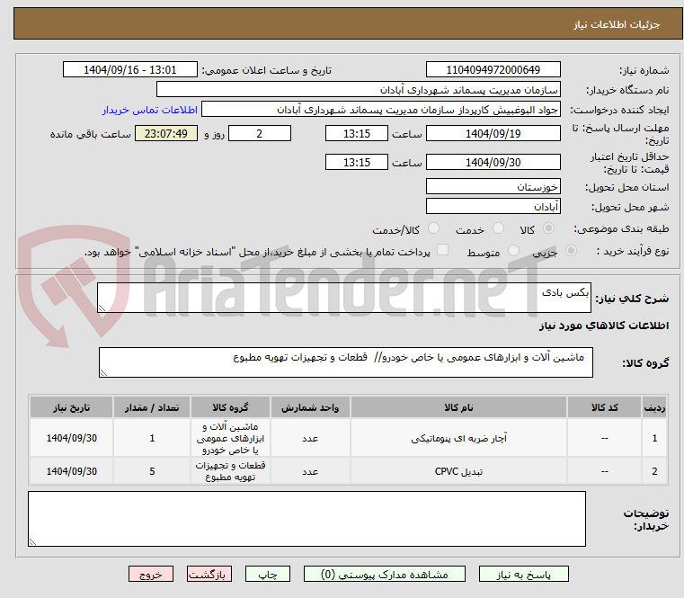 تصویر کوچک آگهی بکس بادی 