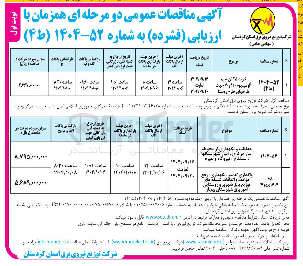تصویر کوچک آگهی خرید ۲۵ تن سیم آلومینیوم ۱۲۰ و ۷۰ جهت طرحهای خارج روستا 