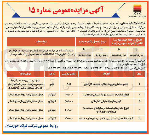 تصویر کوچک آگهی فروش تعدادی اقلام