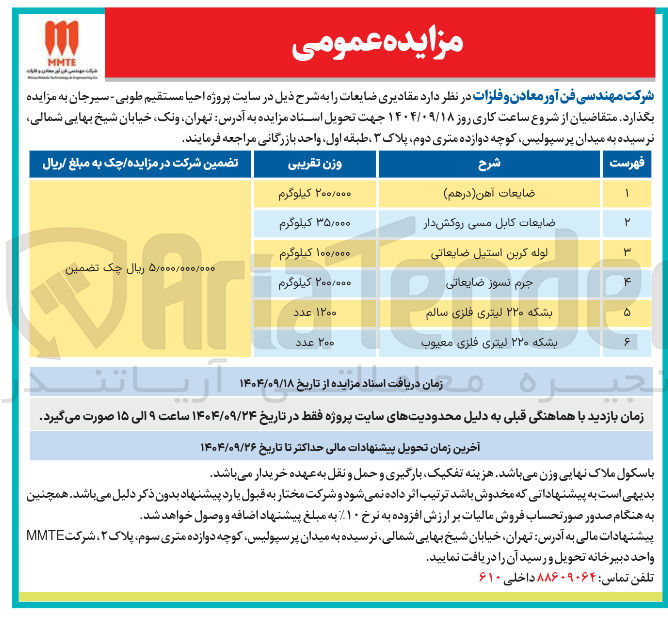 تصویر کوچک آگهی ضایعات آهن درهم ) 
