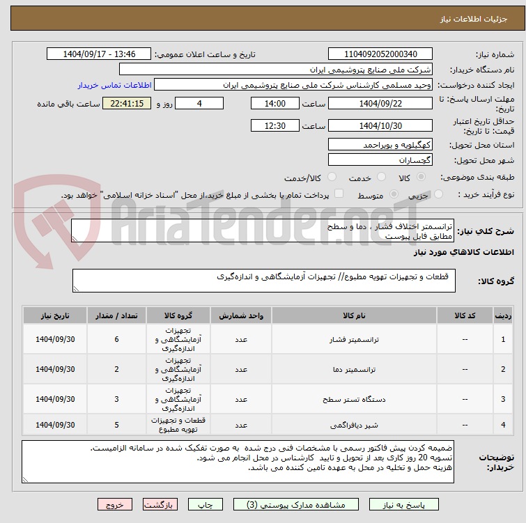 تصویر کوچک آگهی ترانسمتر اختلاف فشار ، دما و سطح
مطابق فایل پیوست