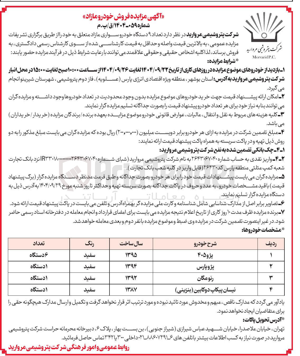 تصویر کوچک آگهی فروش  تعداد ۹ دستگاه خودرو سواری