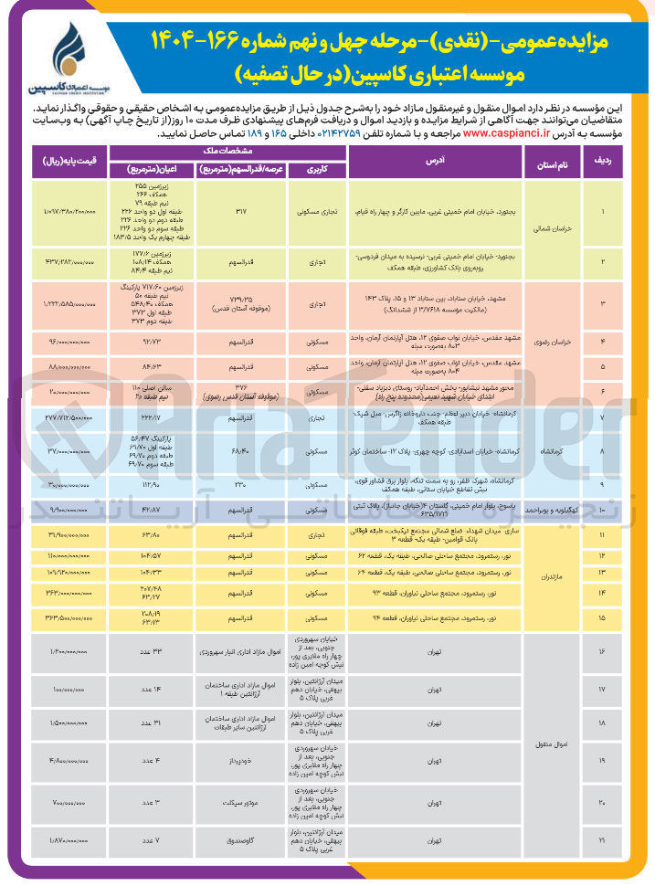 تصویر کوچک آگهی واگذاری اموال منقول و غیر منقول 