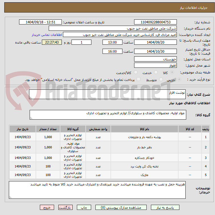 تصویر کوچک آگهی نوشت افزار