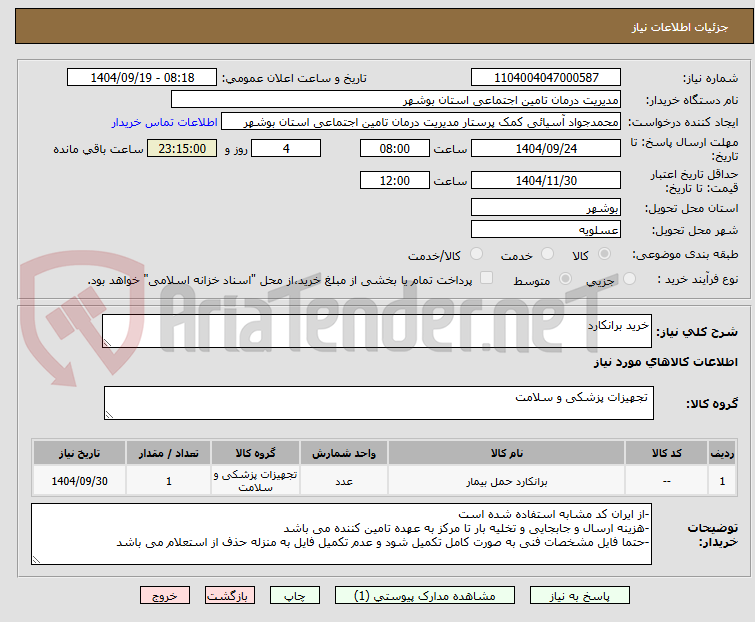 تصویر کوچک آگهی خرید برانکارد 