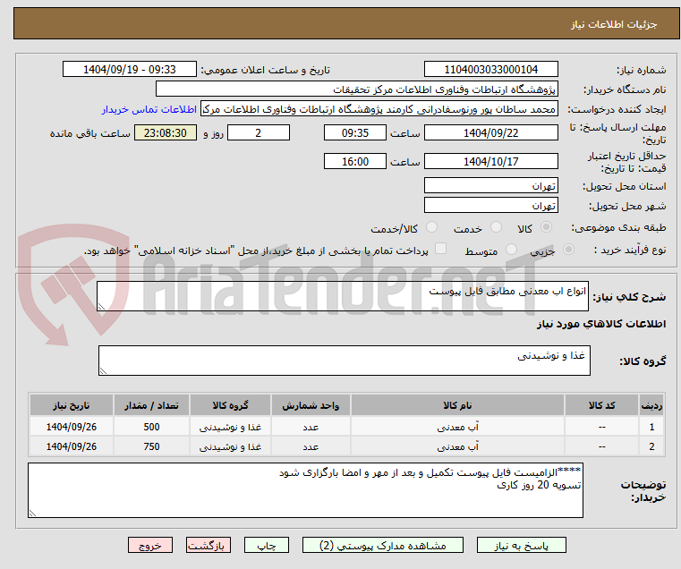 انواع اب معدنی مطابق فایل پیوست