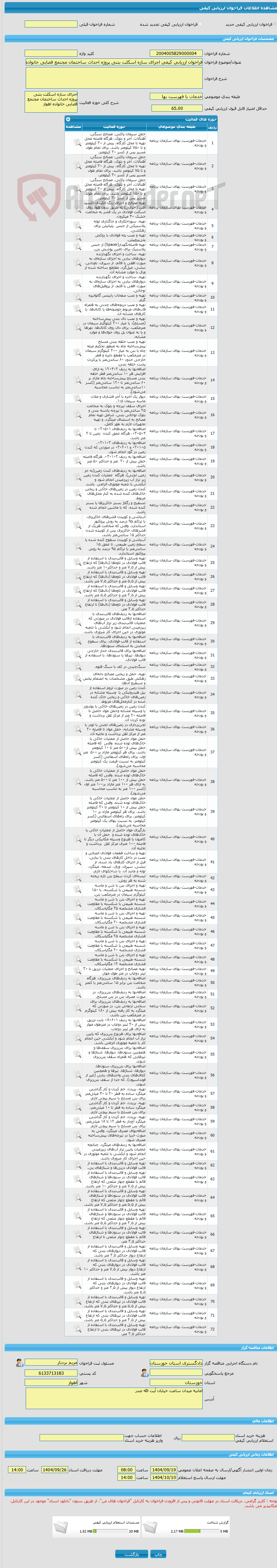 تصویر کوچک آگهی فراخوان ارزیابی کیفی اجرای سازه اسکلت بتنی پروژه احداث ساختمان مجتمع قضایی خانواده اهواز