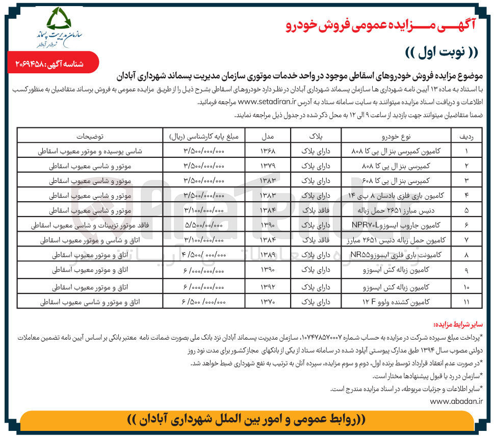 تصویر کوچک آگهی کامیون باری فلزی بادسان ۸ پی ۱۴