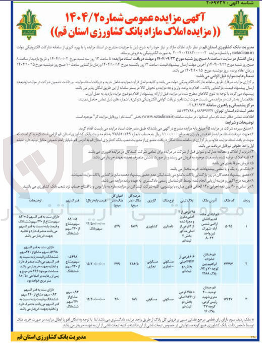 تصویر کوچک آگهی املاک مازاد 