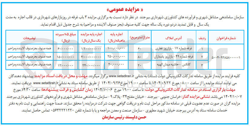 تصویر کوچک آگهی اجاره  ۳ باب غرفه 