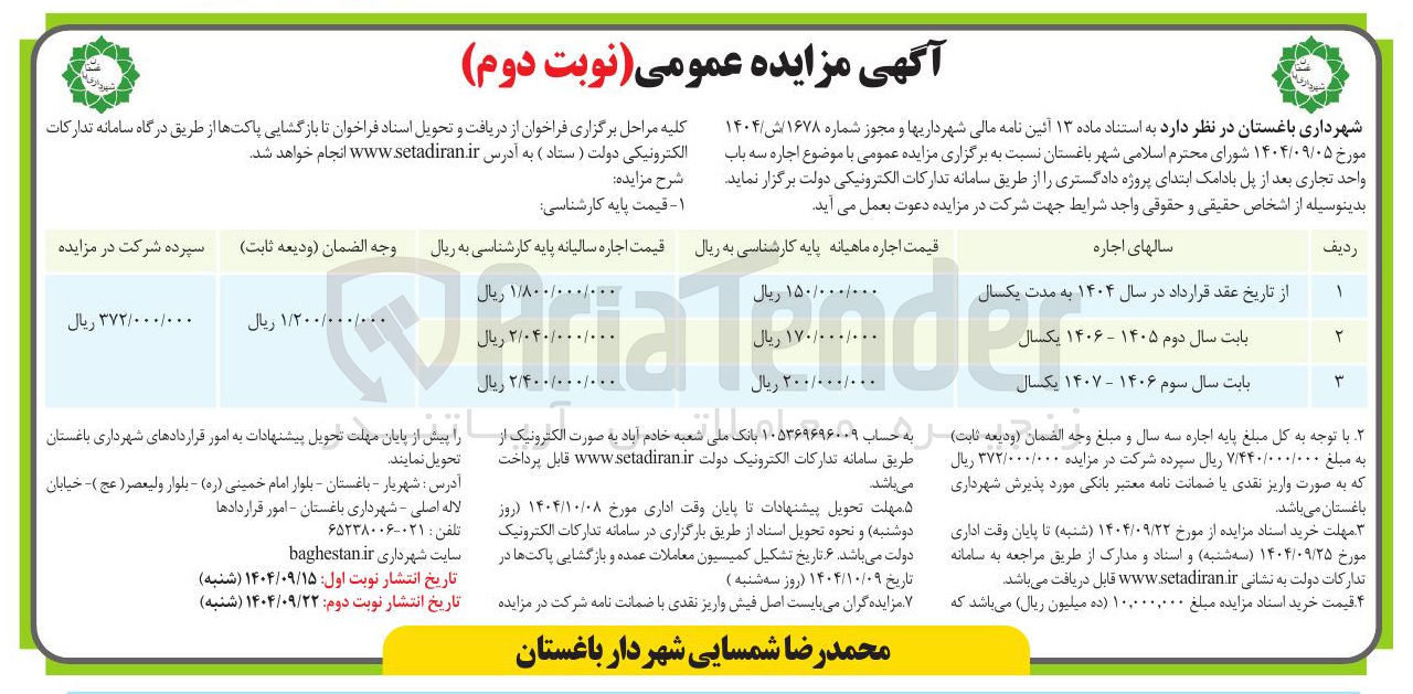 تصویر کوچک آگهی  اجاره سه باب واحد تجاری
