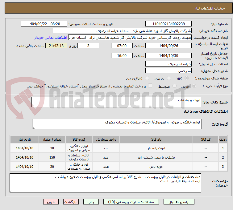 تصویر کوچک آگهی لیوان و بشقاب