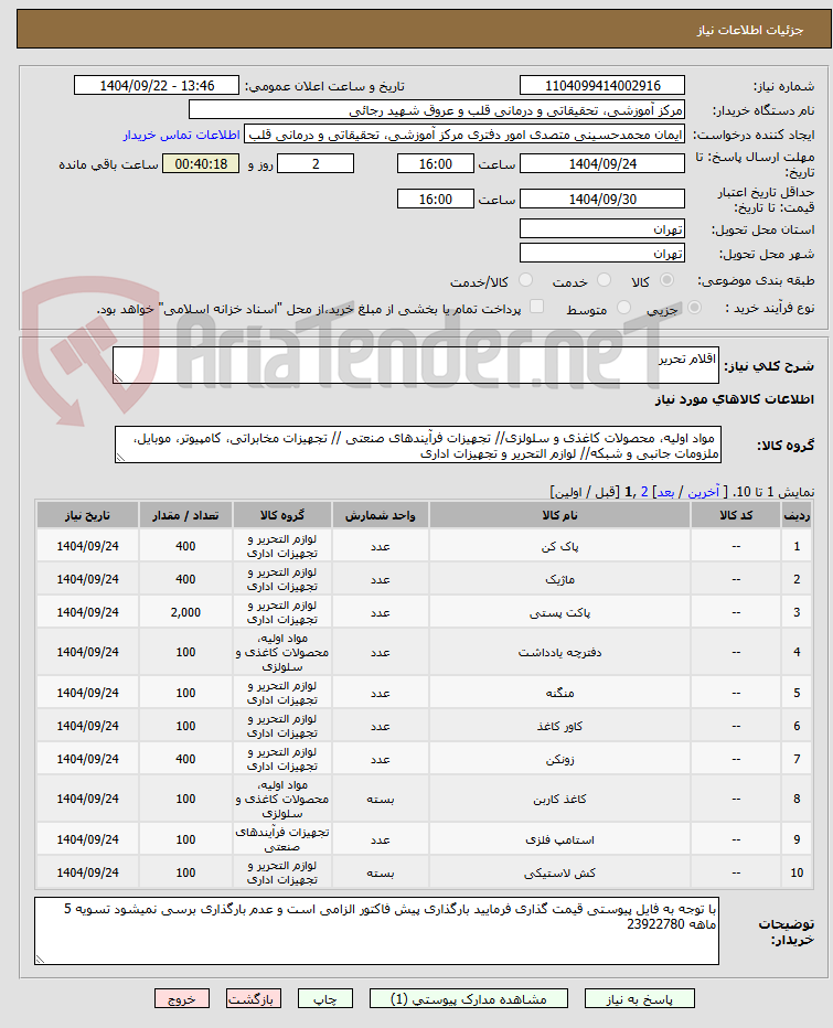 تصویر کوچک آگهی اقلام تحریر 