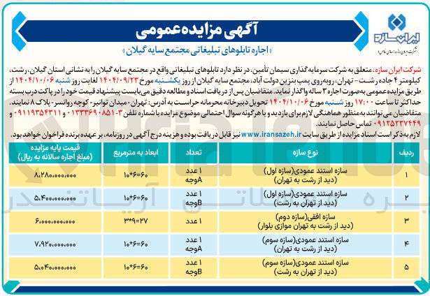 تصویر کوچک آگهی اجاره تابلوهای تبلیغاتی