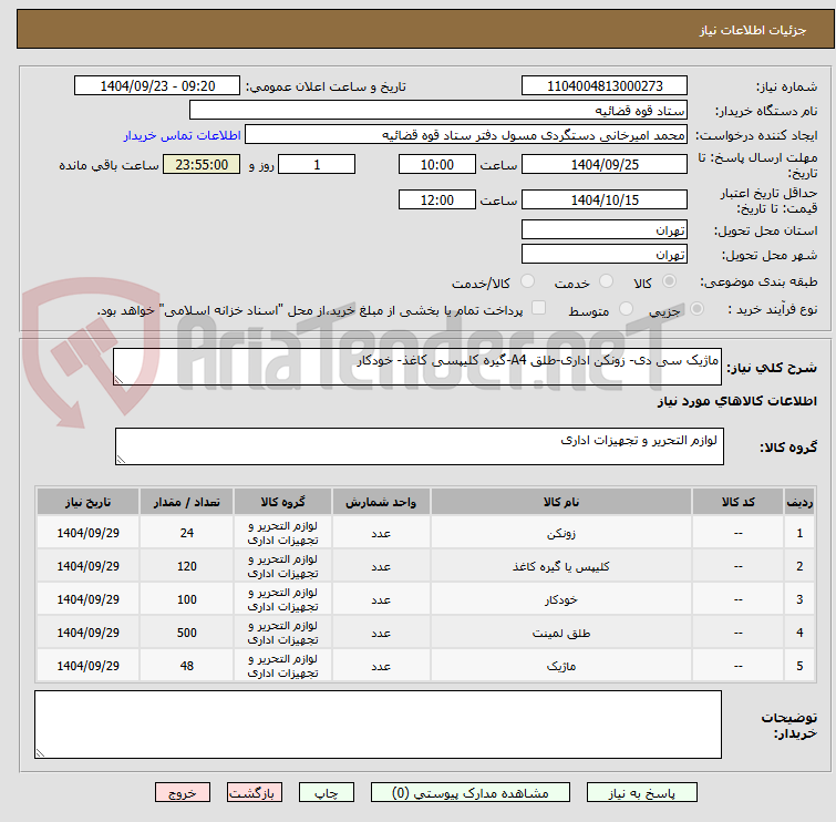 تصویر کوچک آگهی ماژیک سی دی- زونکن اداری-طلق A4-گیره کلیپسی کاغذ- خودکار